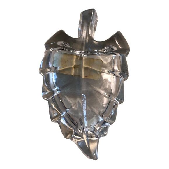 Vintage Lead Clear Leaf Crystal Dish by Zajecar - Candy, Trinkets or Jewelry - Picture 2 of 4